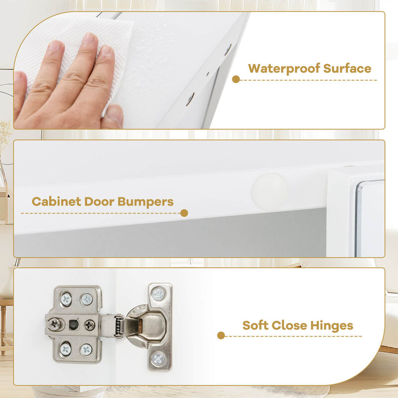 Costway 24.5" x 42.5" Bathroom Wall Cabinet with Double Mirrored Doors & Adjustable Shelf