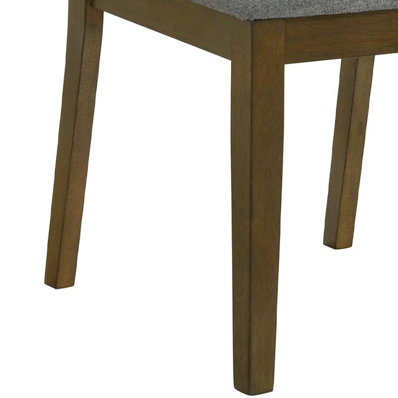 Lyoi Dining Chair Set of 2, Gray Padded Fabric Seat, Brown Wood Legs image number 4