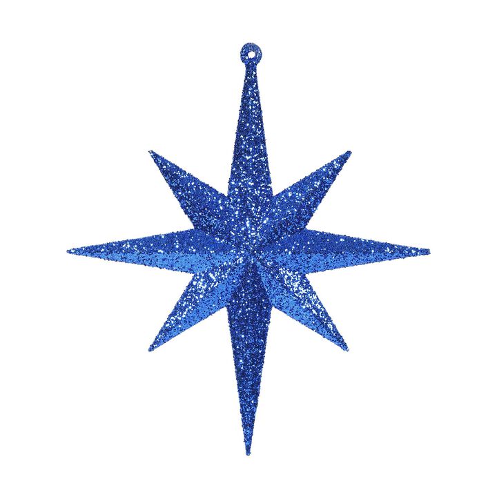 Vickerman 8" Blue Iridescent Glitter Bethlehem Star Christmas Ornament, 4 per Box