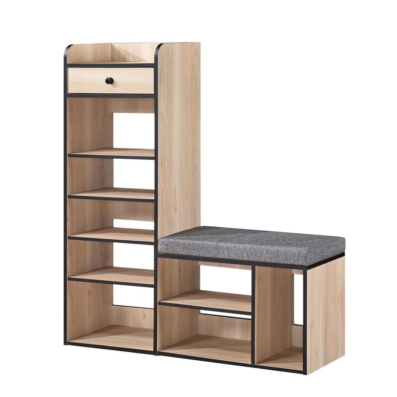 Kings Brand Furniture Julian Bench & Shoe Rack, 7-Shelf Storage & Drawer image number 0