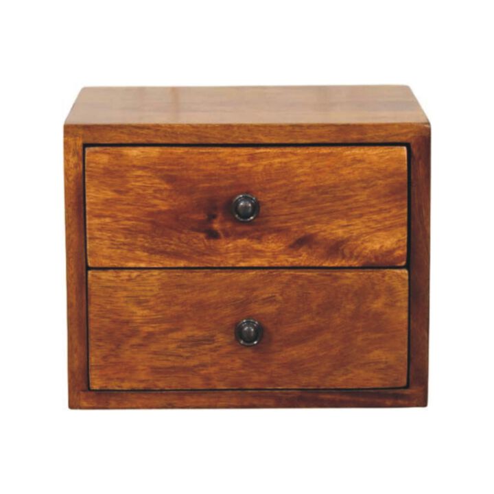 Artisan Furniture Solid Wood Solis 2-Drawer Chestnut Wall Mounted Nightstand