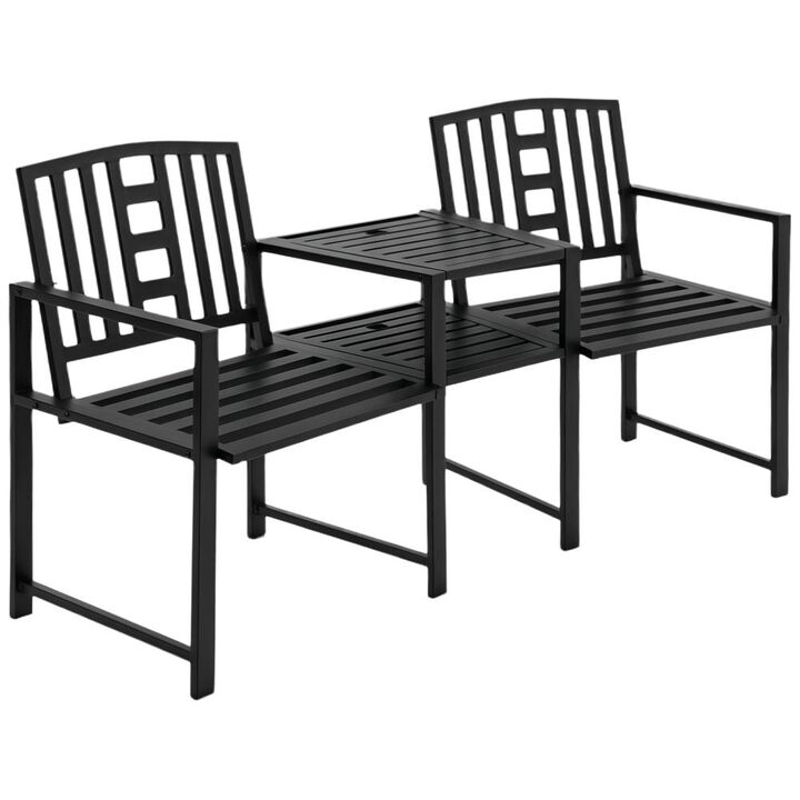 Hivvago Outdoor Double Patio Chairs with Umbrella Hole