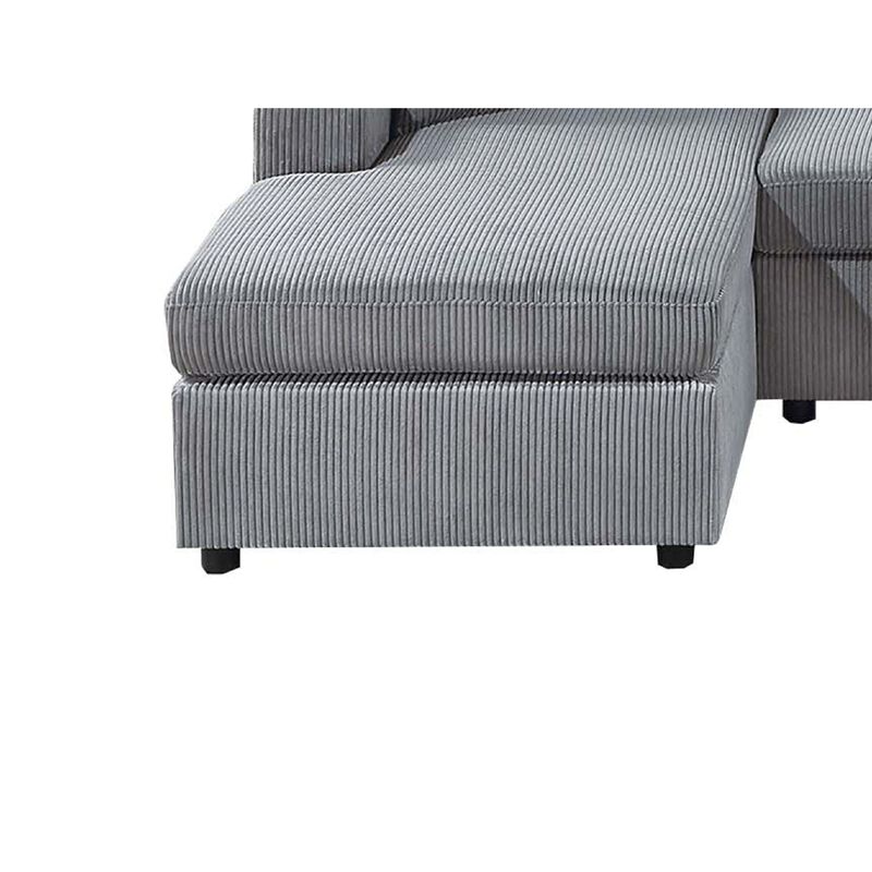 Iny U Sectional Sofa Chaise Armless Chair Set, 2 Pillows, Fog Gray - Benzara