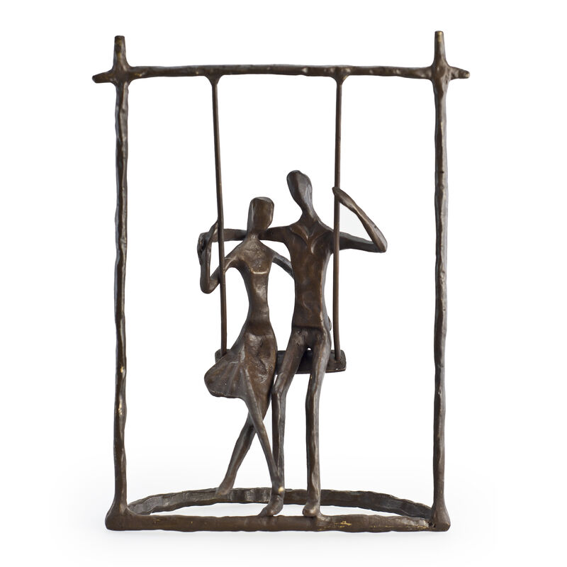 Couple on a Swing Cast Bronze Sculpture
