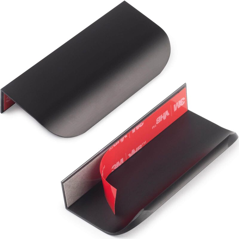 RVPEKUPE 10-Pack Adhesive Edge Finger Pulls for Cabinets No Drill Hidden Drawer Pulls Flat Stick On Cabinet Handles (Matte Black