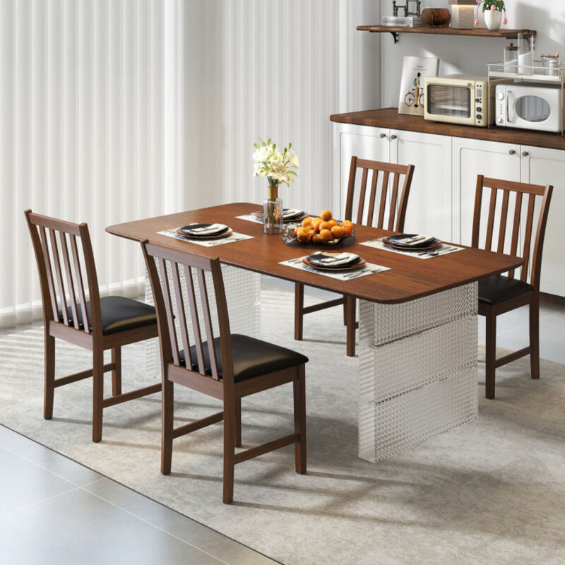 Set of 2 Wooden Dining Chairs with Solid Rubber Wood Frame and Padded Seat image number 1