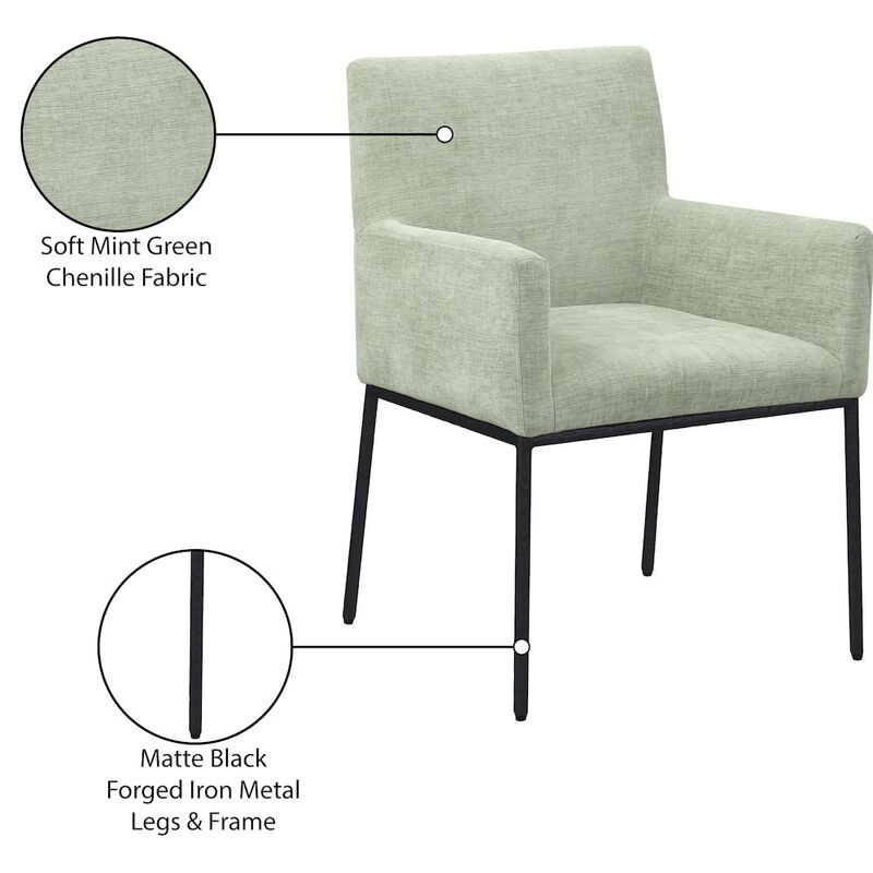 Meridian Furniture Reeves Mint Chenille Fabric Dining Chair, Set of 2