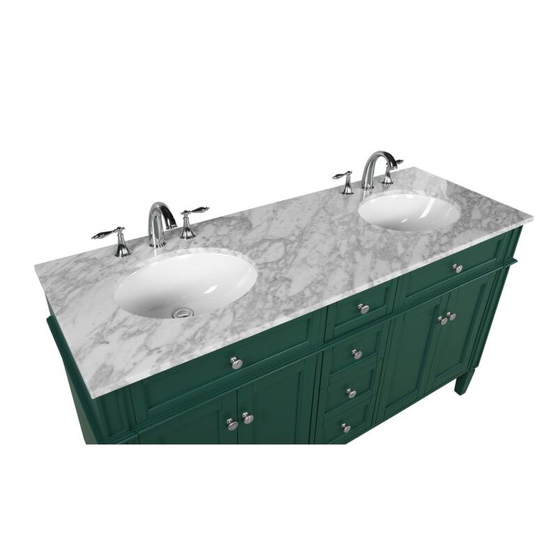 Elegant Kitchen and Bath 60 inch double bathroom vanity in green