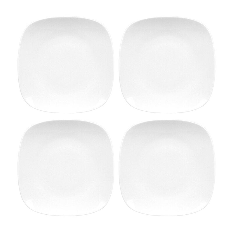 Mimoza 9.25" x 9.25" Square White Porcelain Plate (Set of 4) image number 0