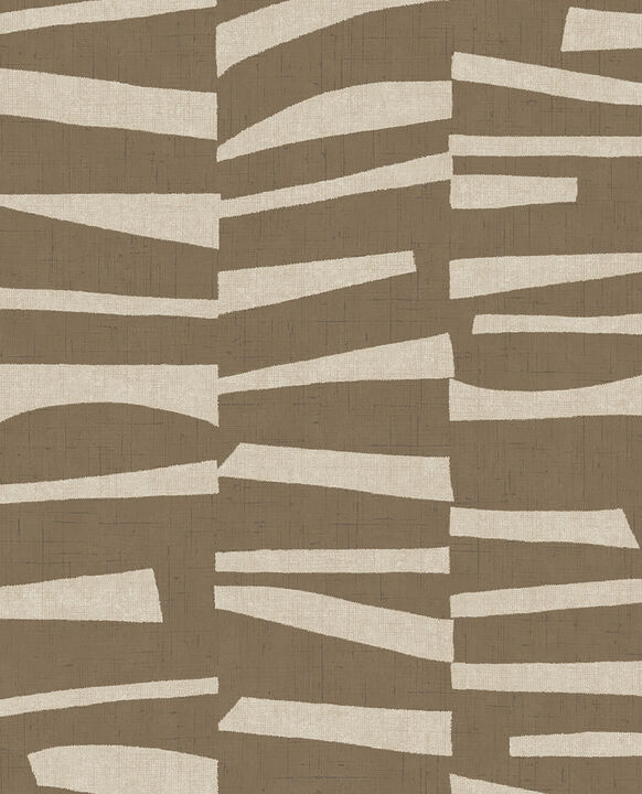 Ode Brown Staggered Stripes Wallpaper
