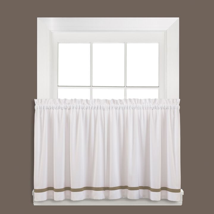 Saturday Knight Ltd Kate High Quality Stylish Classic And Beautiful Look Window Tier Pair - 2 Piece - 57x24", Taupe