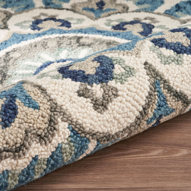 HomeRoots Round Wool Floral Hand Tufted Area Rug image number 2