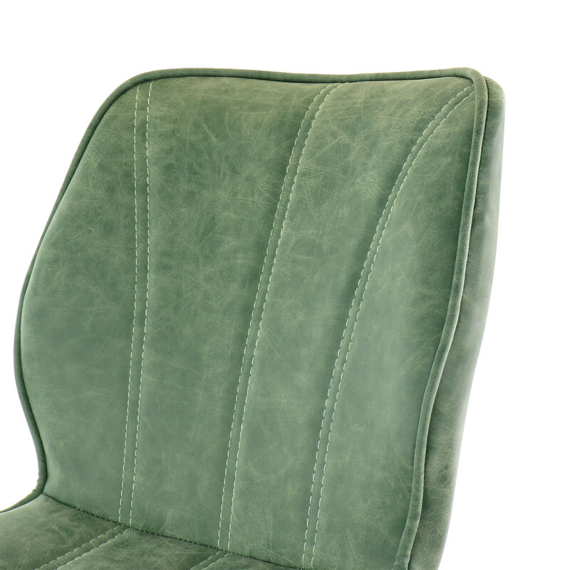 Elama 2 Piece Faux Leather Bar Chair in Green with Metal Legs