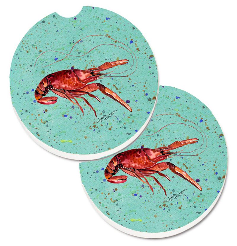 Caroline's Treasures Crawfish Set of 2 Cup Holder Car Coasters 8461CARC, 2.56, Multicolor