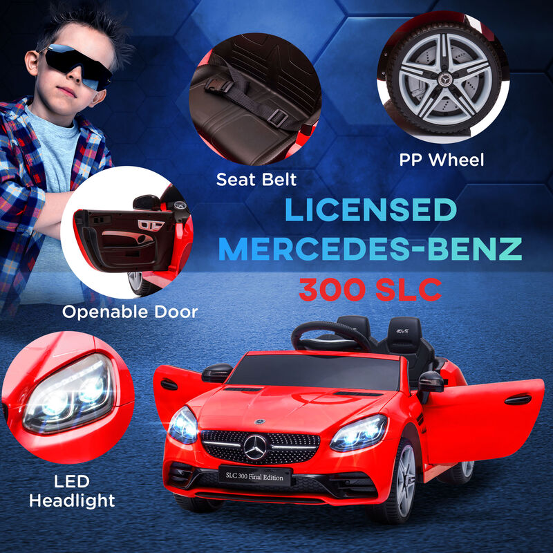 BreeBe Mercedes SLC 300 Licensed Kids Electric Car with Remote Control, 12V Battery Powered Kids Ride on Car with Music, Lights image number 7