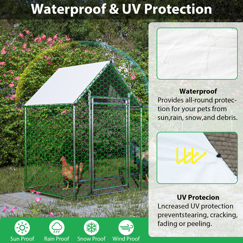 16x3FT Metal Chicken Coop Run Backyard Hen House Poultry Habitat Cage w/Cover image number 6