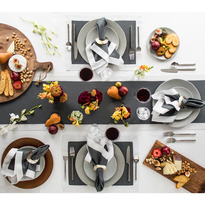 Solino Home Festive Edge 100% Linen Table Runner &ndash; Handcrafted, Machine Washable, Perfect for Holiday and Everyday Dining