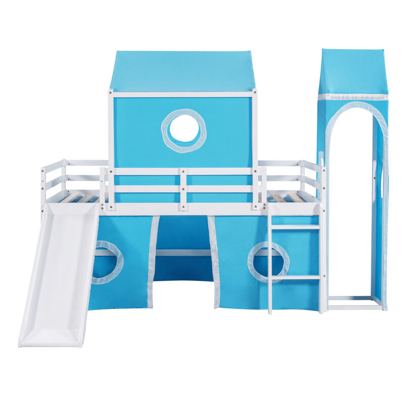 Twin Size Bunk Bed With Slide Tent And Tower image number 7