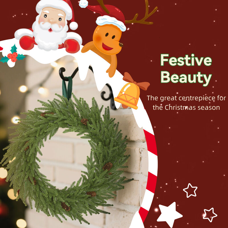 BreeBe 24 Inch Artificial Christmas Wreath with Pine Cones image number 3