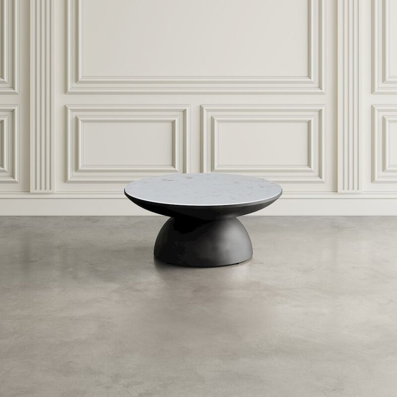 Jofran Circularity Modern Luxury Marble and Iron 35 Round Pedestal Coffee Table