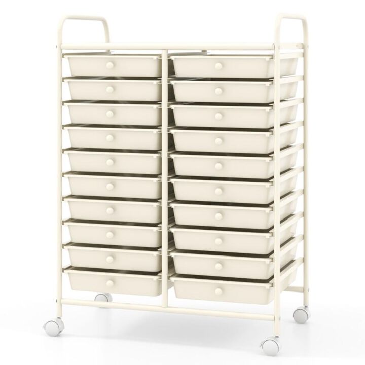 Hivvago 20 Drawers Rolling Storage Cart Studio Organizer