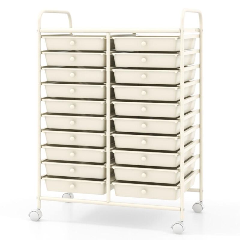Hivvago 20 Drawers Rolling Storage Cart Studio Organizer