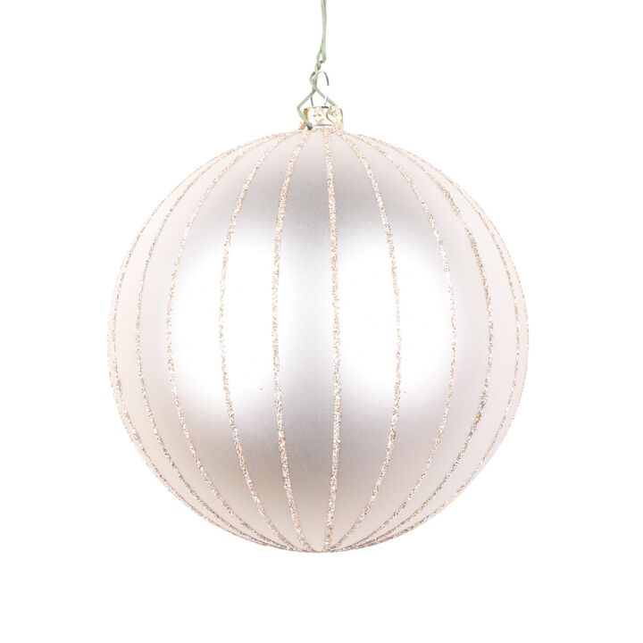 Vickerman 4" Oat Matte Glitter Ball Christmas Ornament. Includes 4 Pieces per Bag.