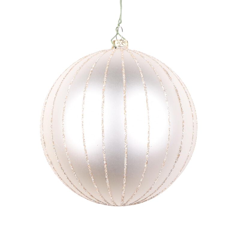 Vickerman 4" Oat Matte Glitter Ball Christmas Ornament. Includes 4 Pieces per Bag. image number 0