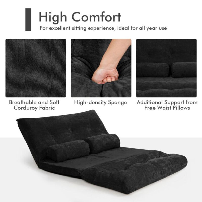 Hivvago 6-Position Adjustable Sleeper Lounge Couch with 2 Pillows