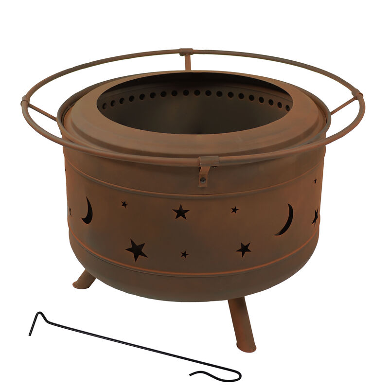 Sunnydaze 30 in Cosmic Steel Smokeless Fire Pit with Log Poker and Cover