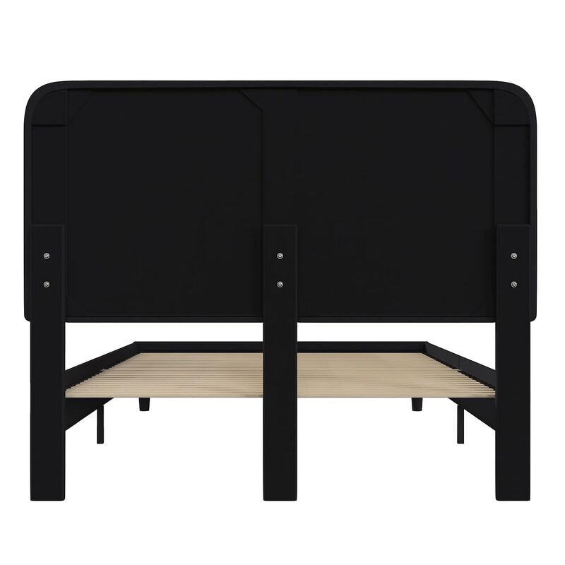 Flash Furniture Addison Platform Bed - Charcoal Fabric Upholstery - Queen - Headboard with Rounded Edges - Wood Slat Support - No Box Spring or Foundation Needed image number 4