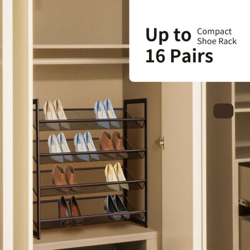 Hivvago Flat and Slant Metal Shoe Rack for Entryway Hallway