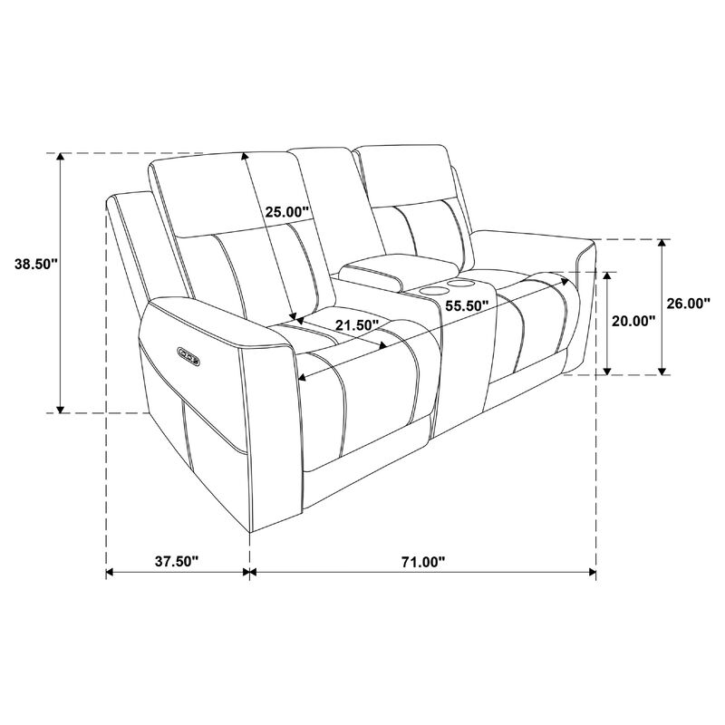Kenie Power Reclining Loveseat with Console, Ivory Chenille Fabric image number 7