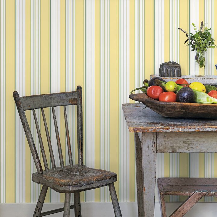 Just Kitchens Multi Stripe Yellow Wallpaper G45448