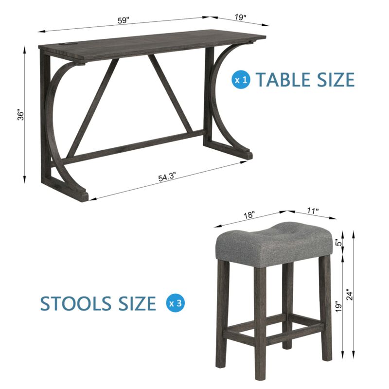Bunkja Farmhouse Counter‑Height Bar Dining Set image number 9