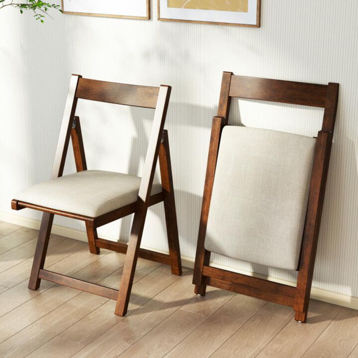 Hivvago Folding Upholstered Dining Chair Set of 4 with Curved Backrest