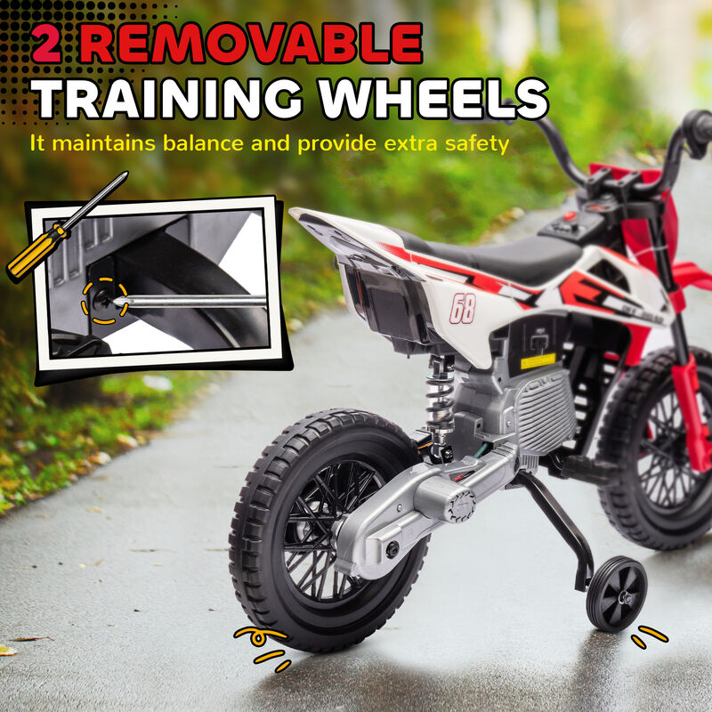 BreeBe 12V Kids Electric Motorcycle w/ Twist Grip Throttle, Training Wheels, Rear Suspension & Music image number 4