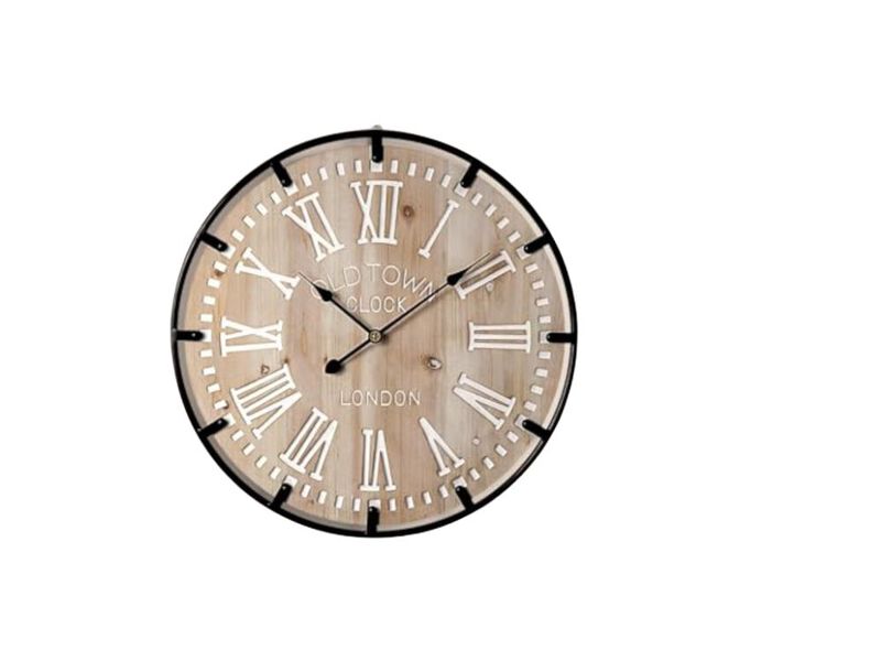 Farmhouse Metal Circle Wood Bedrooms Wall Clock 30 Inch Silent Battery Operated image number 0