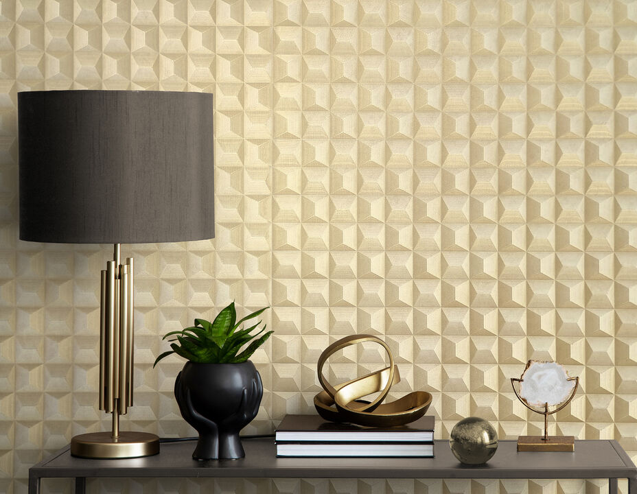 Romero Gold 3D Geometric Wallpaper