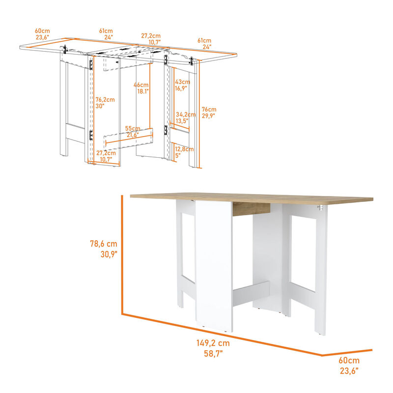 Sleek Sled Base Folding Dining Table for Kitchen or Dining Room