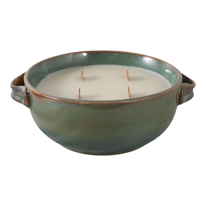 8" 14 Oz Lakeside Rain Candle, Green