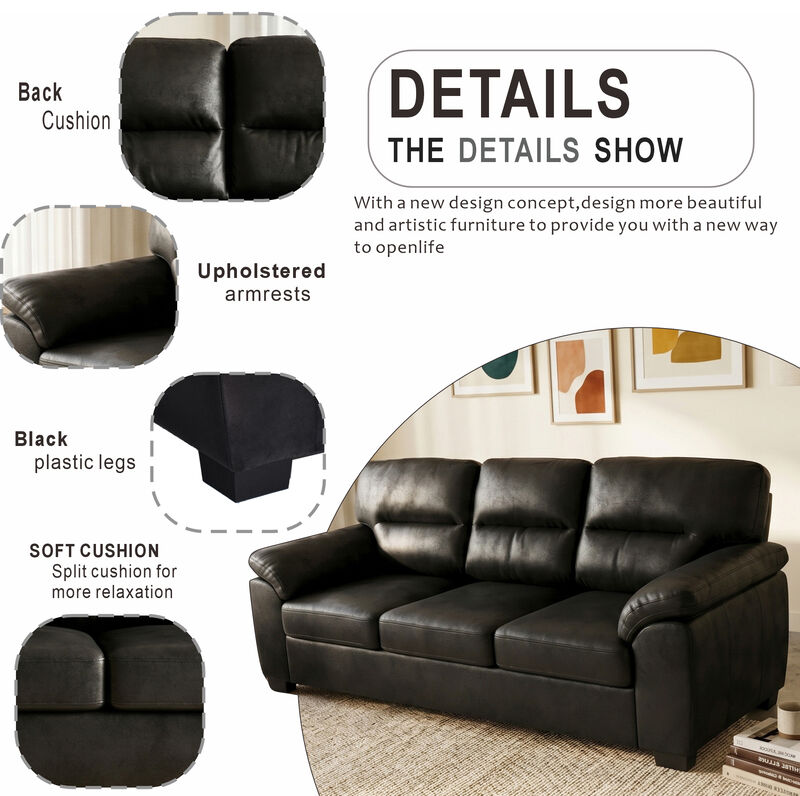 Domord Modern 81" Foil Fabric Sofa image number 2