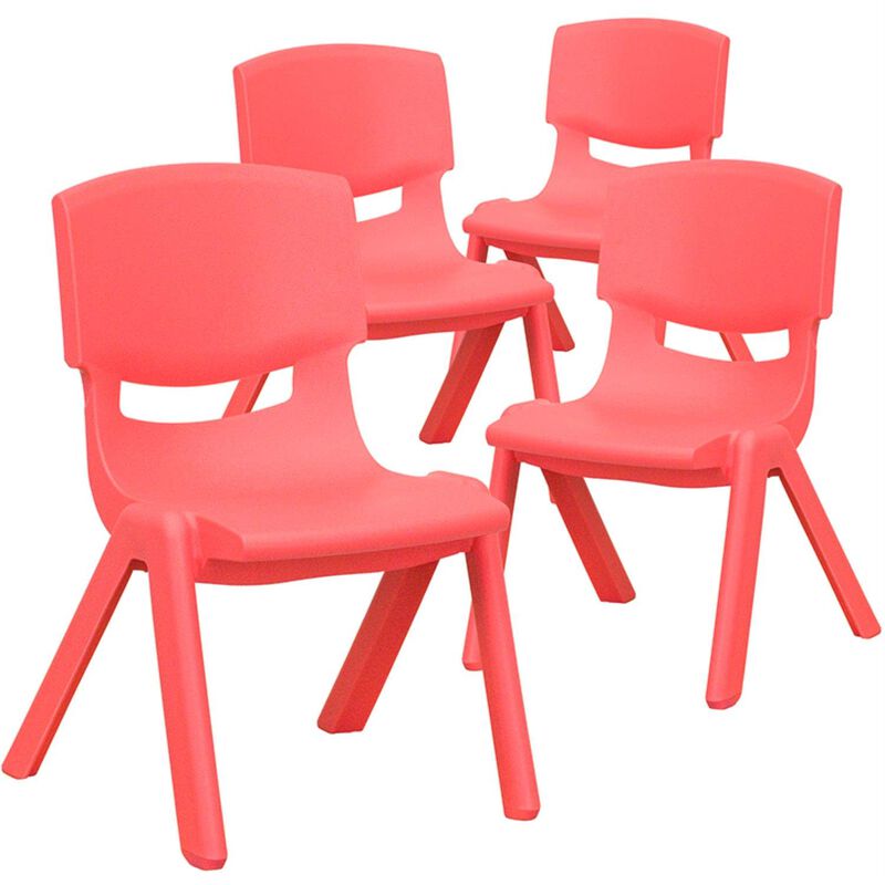 Flash Furniture Whitney 4 Pack Red Plastic Stackable School Chair with 10.5'' Seat Height image number 0