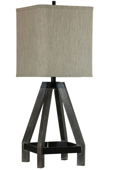 Gray Stain & Black Table Lamp (Set of 2)