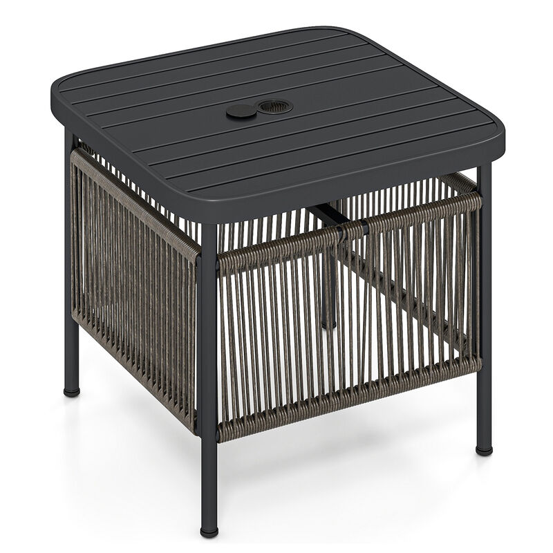 Outdoor Side Table with Built-in Umbrella Hole for Easy Shade-Black image number 0