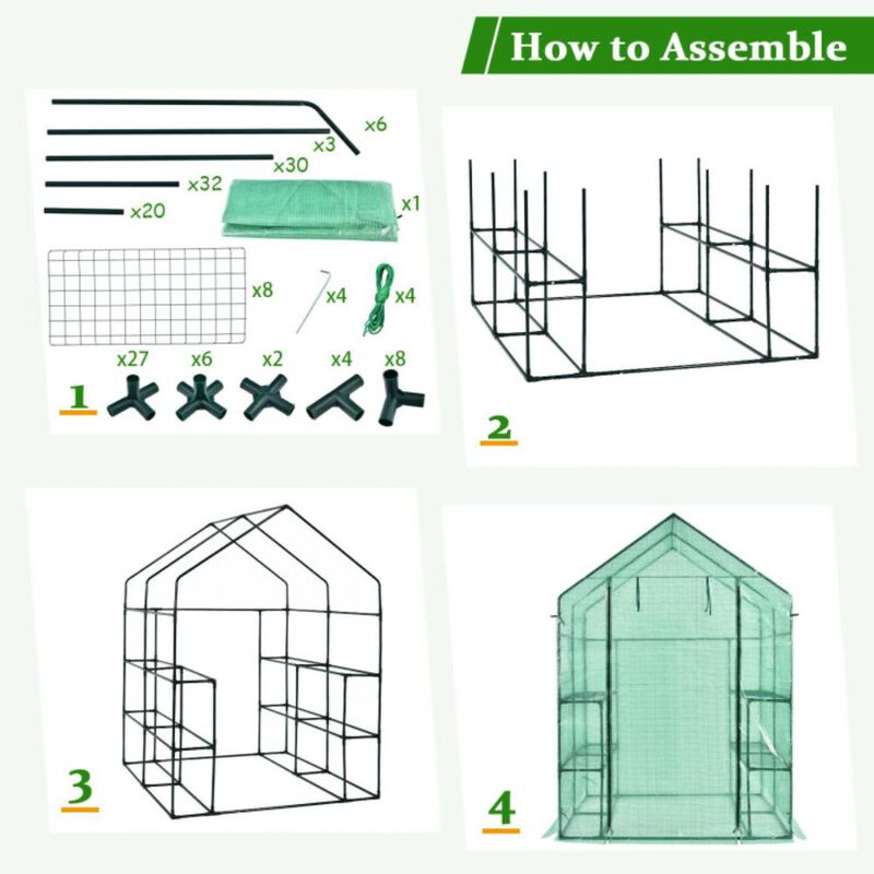 Hivvago Walk-in Greenhouse 56 x 56 x 77 Inch Gardening with Observation Windows