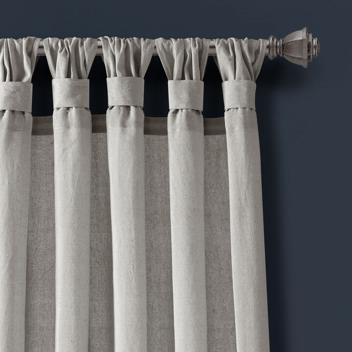 Burlap Knotted Tab Top Window Curtain Panels