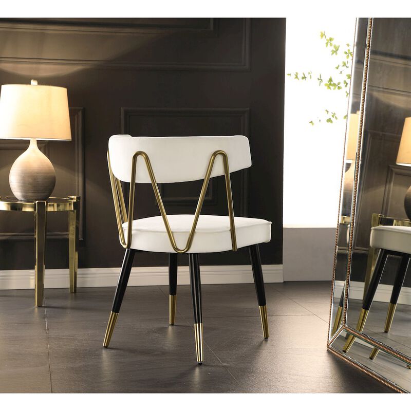 Meridian Furniture Rheingold Cream Velvet Dining Chair, Set of 2
