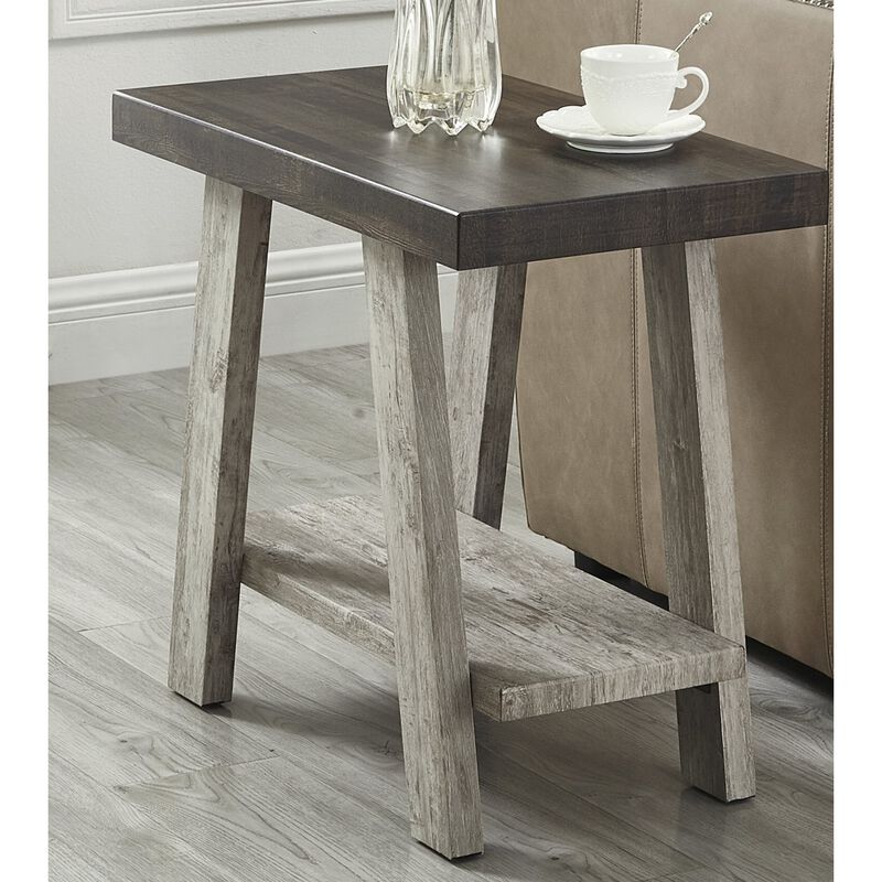 Streamdale Two-Tone Wood Shelf Side Table in Weathered Walnut and Gray image number 4