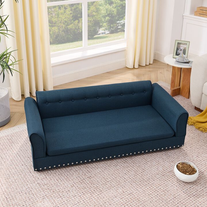 55 Inch Dog Sofa for Medium&Large Dogs, Modern Elevated Dog Sofa Bed with Armrests, Backrest